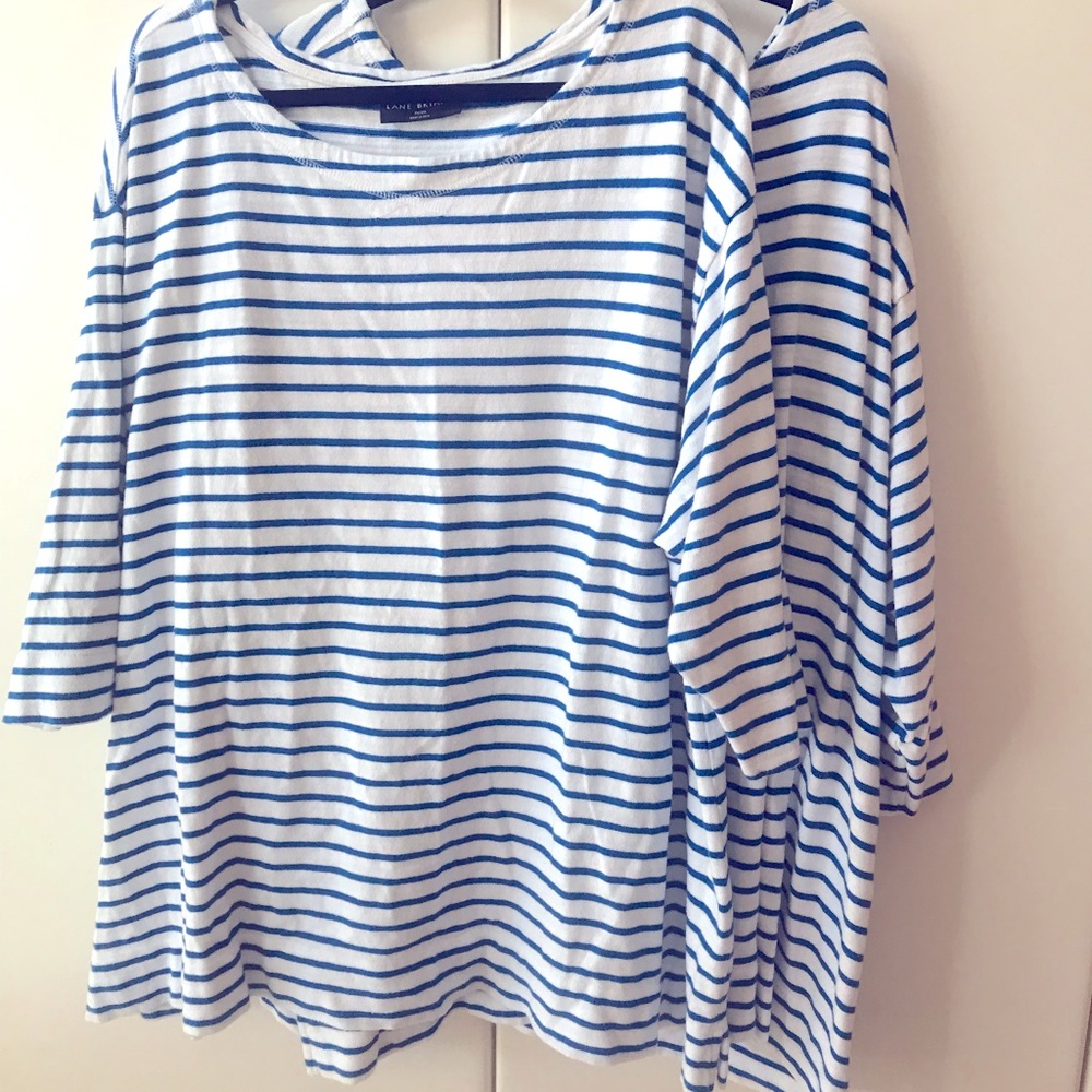 TWO Lane Bryant Blue and White Striped Tops!

Two for the price of one.  🥰🥰🥰🥰